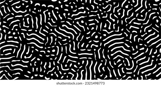 Abstract black and white pattern created using a computer generative algorithm called reaction-diffusion.