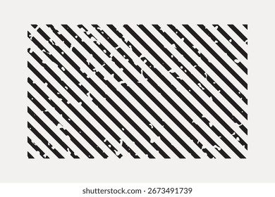 Abstract black and white pattern with diagonal stripes. Stripes create a dynamic, modern look. The pattern is bold, with stripes and abstract elements throughout. Design element vector.