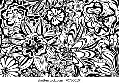 abstract black and white pattern from flowers