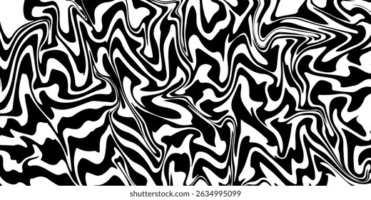 Abstract black and white pattern, fluid organic shapes, swirling lines, zebra-like stripes, psychedelic design vector illustration. eps 10