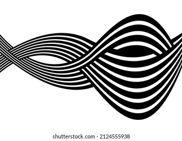 Abstract black and white pattern of black interlacing lines on a white background.
Trendy vector background.
