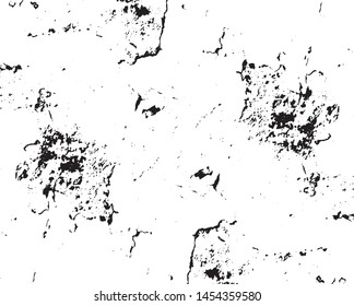Abstract black and white pattern. Monochrome vector texture. Background of cracks, scuffs, chips, stains, ink spots