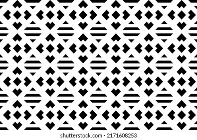 Abstract black and white pattern. Monochrome seamless geometric pattern. Repeating shapes, geometric elements.