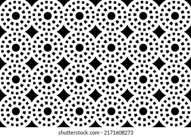 Abstract black and white pattern. Monochrome seamless geometric pattern. Repeating shapes, geometric elements.