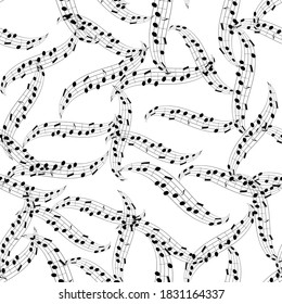 Abstract black and white pattern of musical phrases.
Abstract Music Seamless Pattern Background. Vector Illustration. EPS10