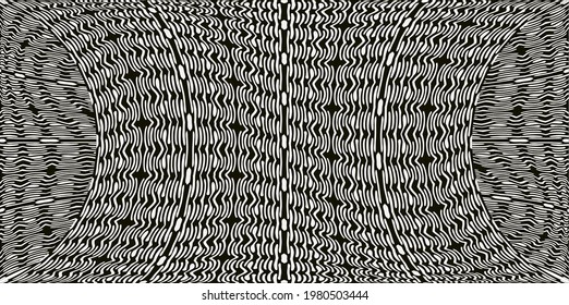 Resumen del patrón blanco y negro en un fondo de onda rectangular. Utilícelo para diseño e ilustraciones.