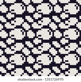 Abstract black and white pattern pixel art style. Isolated vector monochrome illustration. 8-bit. Design for stickers, logo, mobile app.