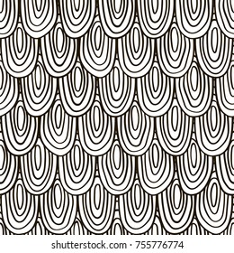 Abstract black and white pattern of scales. Seamless vector pattern. Coloring page antistress.