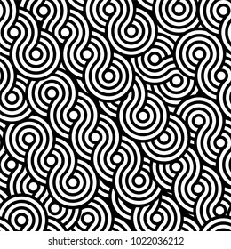 Abstract black and white pattern/ Seamless vector circular elements background