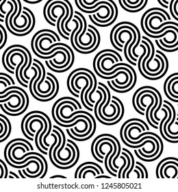 Abstract black and white pattern/ Seamless vector circular elements background