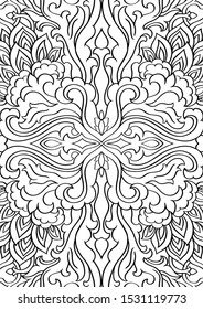 Abstract black and white pattern. Seamless filigree ornament. Eastern template for wallpaper, textile, shawl, carpet. 