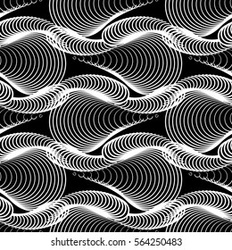 Abstract black and white pattern. Seamless guilloche background for diploma and certificate. Vector clip art.