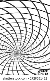 Abstract Black and White Pattern with Spiral. Contrasty Optical Psychedelic Illusion. Smooth Framed Lines. Vector. 3D Illustration