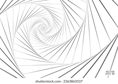 Abstract Black and White Pattern with Stairs. Banner of Polygonal Texture Pentagon Tunnel. Geometric Psychedelic Background. Vector. 3D Illustration