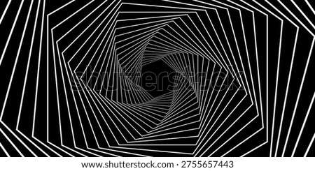 Abstract Black and White Pattern with Stairs. Spiral Hexagonal Tunnel. Geometric Psychedelic Background. Raster. 3D Illustration