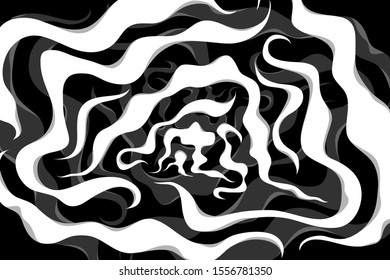 Abstract Black and White Pattern with Stripes. Computer Graphic Illustration. Vector Illustration