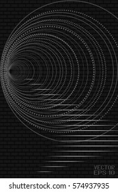 Abstract Black and White Pattern with Stripes. Structural Brick Wall with Stairs. Vector. 3D Illustration