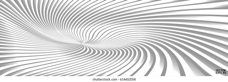 Abstract Black and White Pattern with Stripes. Spiral Structural Curvilinear Texture. Vector Illustration
