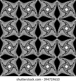 Abstract black and white pattern of twisted squares