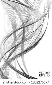 Abstract Black and White Pattern with Waves. Striped Linear Texture. Vector. 3D Illustration