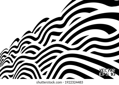 Abstract Black and White Pattern with Waves. Striped Linear Texture. Vector. 3D Illustration