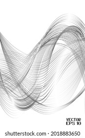 Abstract Black and White Pattern with Waves. Striped Linear Texture. Vector. 3D Illustration