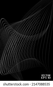 Abstract Black and White Pattern with Waves. Striped Linear Texture. Vector. 3D Illustration