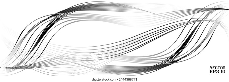 Abstract Black and White Pattern with Waves. Striped Linear Texture. Vector. 3D Illustration