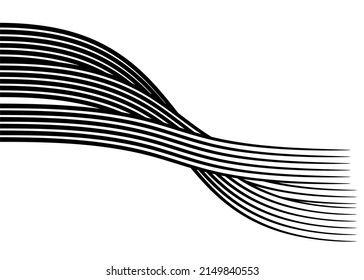 Abstract Black And White Pattern Of Wavy Parallel Curved Lines. Modern Vector Background