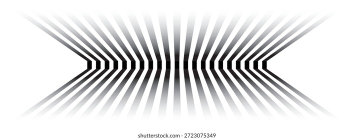 Abstractas líneas de perspectiva en blanco y negro con efecto de velocidad y profundidad.