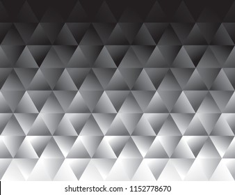 Abstract black and white polygon geometric gradient background with degrade effect. Stock vector illustration, geometry hexagon design element.