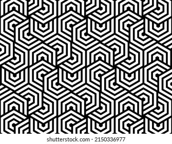 abstrakte schwarz-weiße Polygonform, geometrischer Struktur, dreieckige und wirbelnde Vektorgrafik, Linien-Kunst