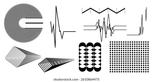 abstract black white polygon shape, geometric pattern texture background, triangular and swirl illustration, line art