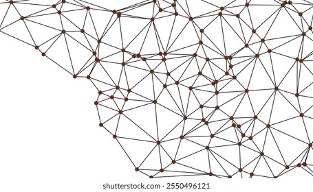 Abstract Black and White Polygonal Network Background with Connected Dots and Lines for Digital Applications