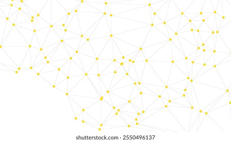 Abstract Black and White Polygonal Network Background with Connected Dots and Lines for Digital Applications