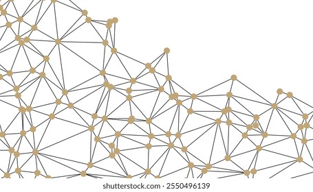 Abstract Black and White Polygonal Network Background with Connected Dots and Lines for Digital Applications