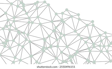 Abstract Black and White Polygonal Network Background with Connected Dots and Lines for Digital Applications