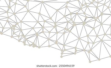 Abstract Black and White Polygonal Network Background with Connected Dots and Lines for Digital Applications