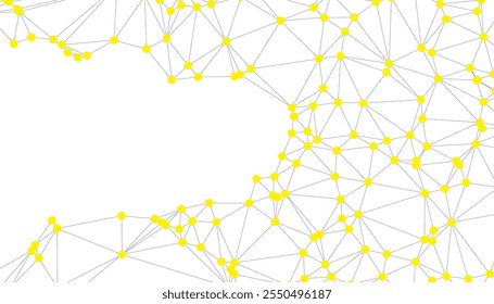 Abstract Black and White Polygonal Network Background with Connected Dots and Lines for Digital Applications