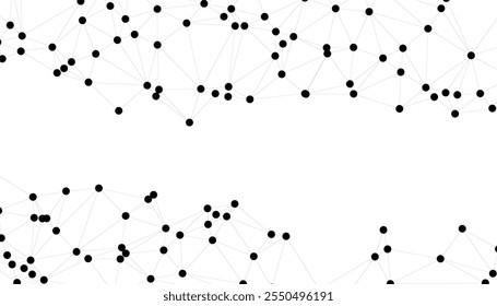 Abstract Black and White Polygonal Network Background with Connected Dots and Lines for Digital Applications