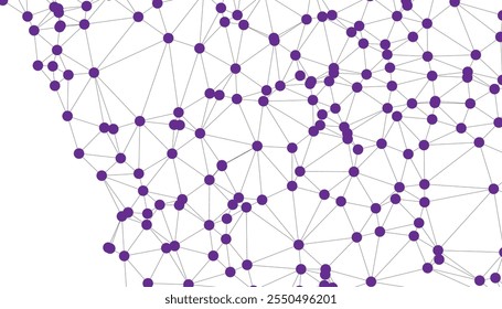 Abstract Black and White Polygonal Network Background with Connected Dots and Lines for Digital Applications