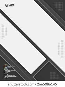 modelo de design de pôster preto e branco abstrato com composição de formas dinâmicas