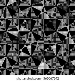 Abstract black and white psychedelic seamless pattern.