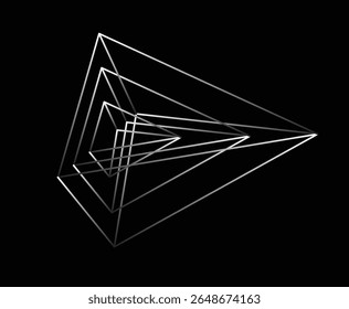 Abstract Black and White Radar Chart Triangles on Dark Background