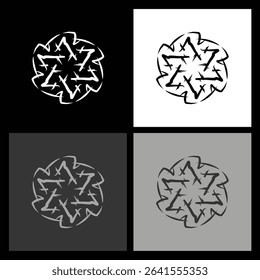 Abstract Black and White Radial Icon – Sophisticated Monochrome Design for Logos, Websites, and Professional Digital Projects