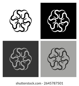 Ícone radial preto e branco abstrato - Design versátil para marketing digital, logotipos e gráficos de interface do usuário