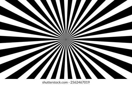 Abstract black and white radial sunburst design with converging lines creating a dynamic optical illusion effect.
