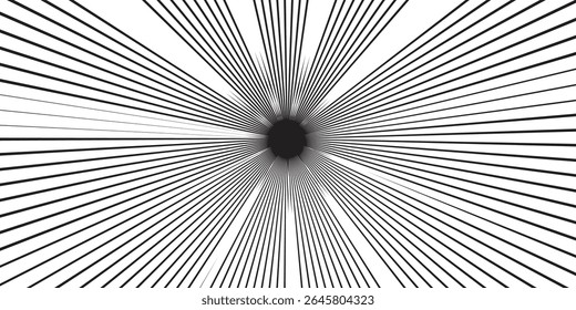 Abstract Black and White Radiating Lines Centering on Dark Void