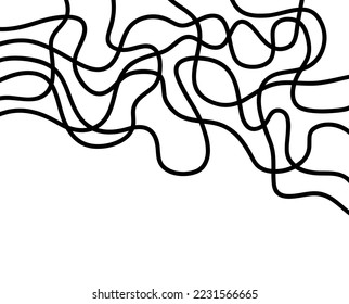 Resumen de línea aleatoria en blanco y negro, arte lineal con espacio de copia