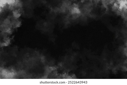 Abstract black and white realistic smoke clouds with shadow overlay effect background. Mystery dark background with spooky white light and fog. Vector illustration of smoky mist toxic vapor on floor.